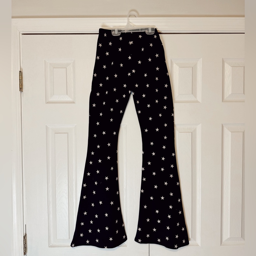 Nasty Gal Women Black Starry Flared Bottom Pants